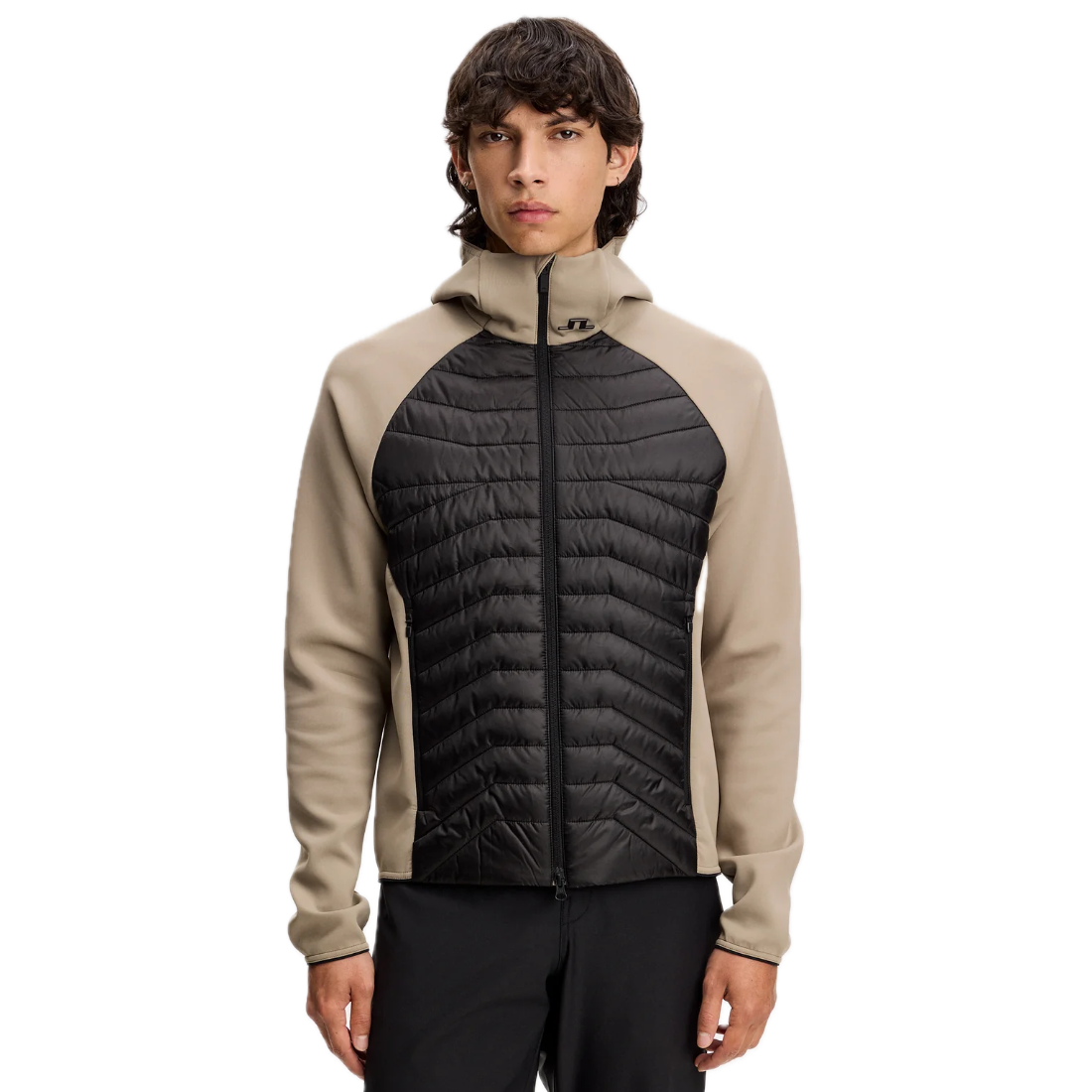 J.Lindeberg Veste Heyden Quilt Hybrid Hood Brindle