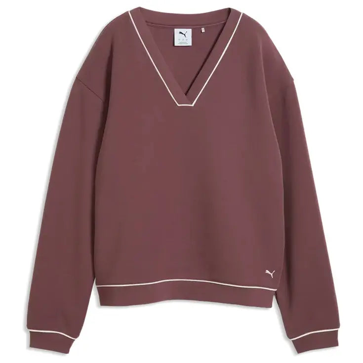 Puma Golf Pull col V CLOUDSPUN Fleece femme Marron Cacao - GolfCenter.fr