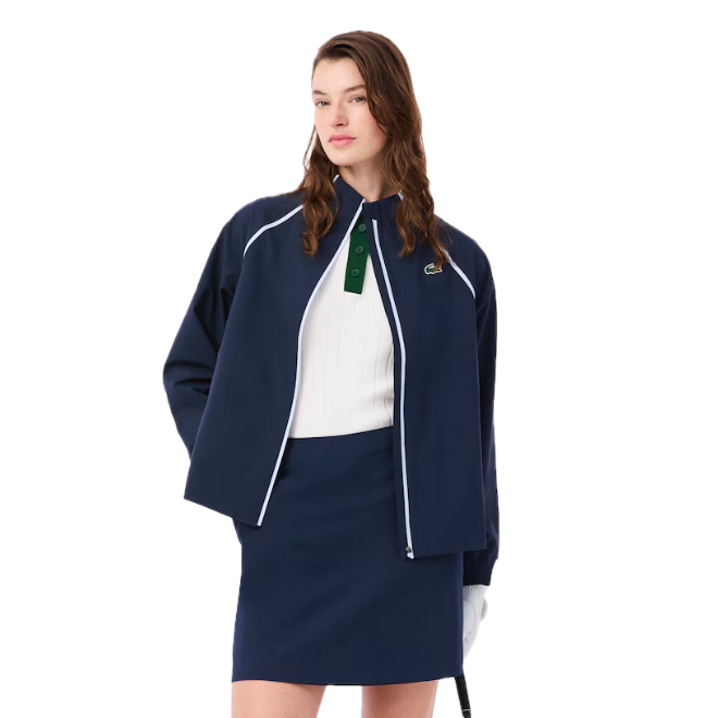 Lacoste Veste de pluie Golf Femme imperméable stretch Bleu Nuit