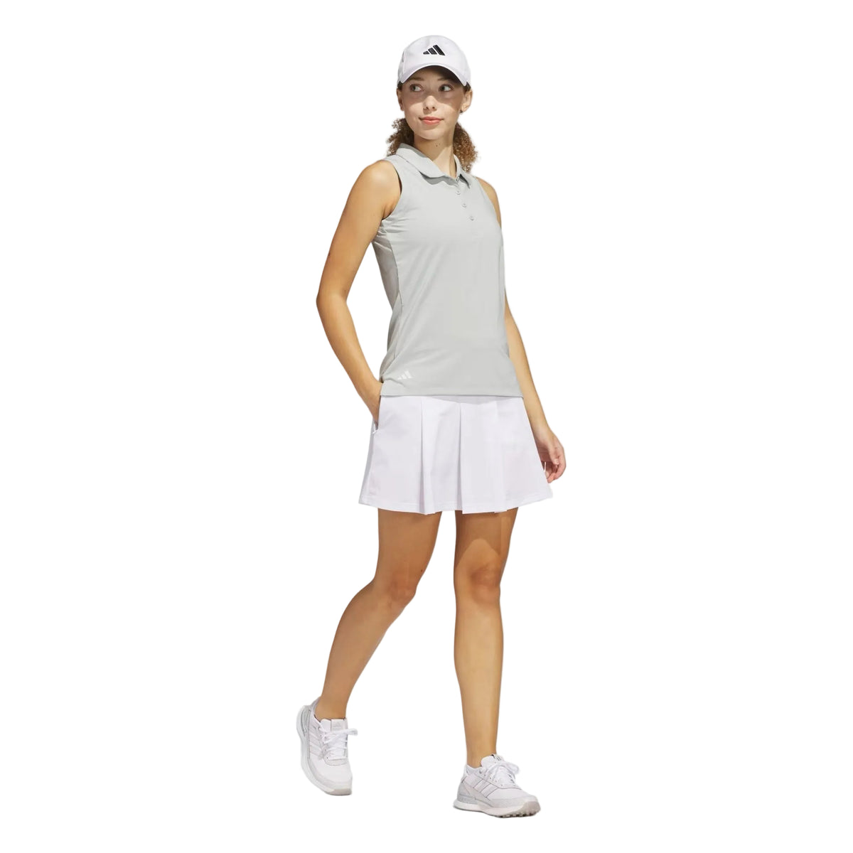 Adidas polo femme ultimate solid sans manche wonder silver