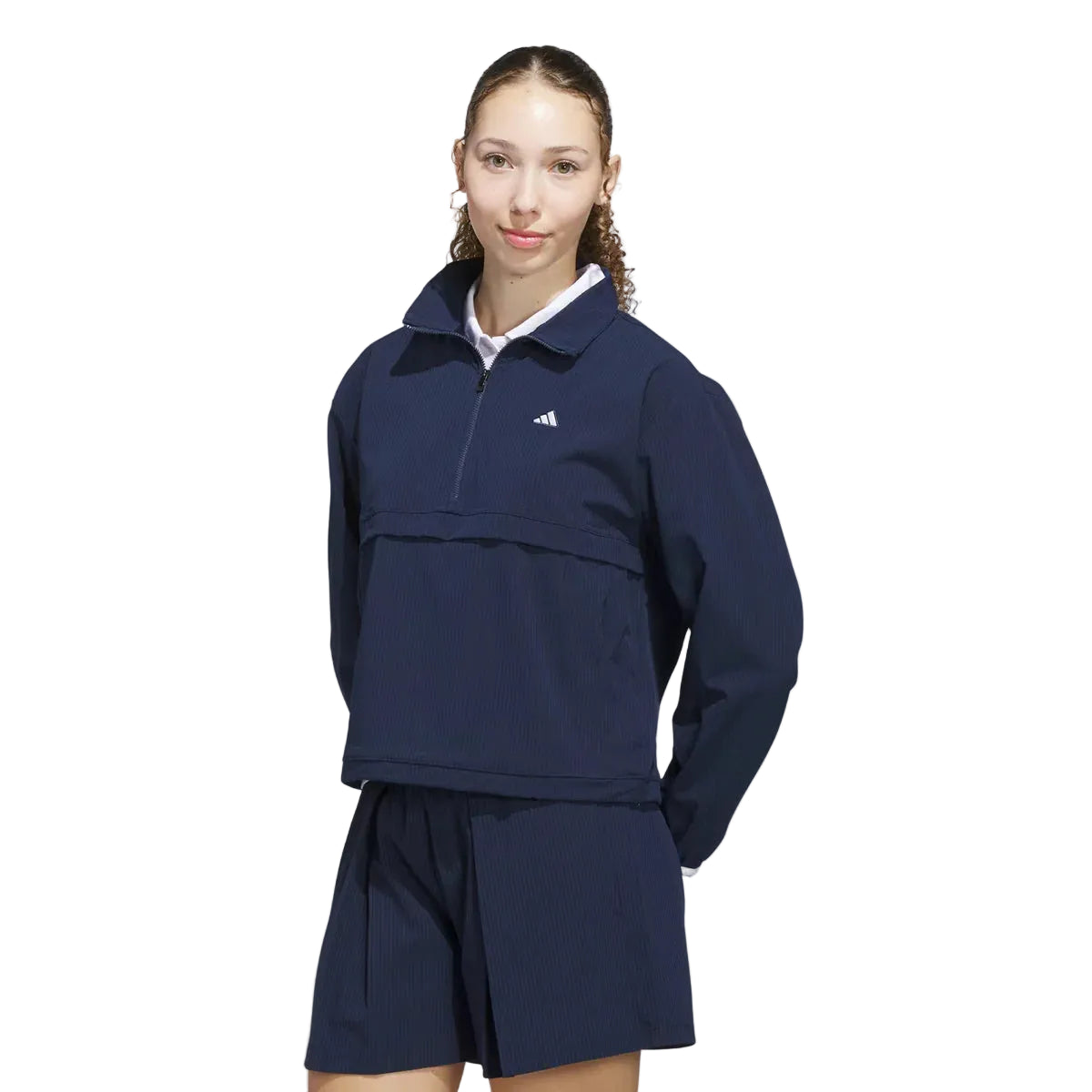 adidas Chaqueta Golf Mujer Demi-Zip Collegiate Azul Marino - GolfCenter.fr
