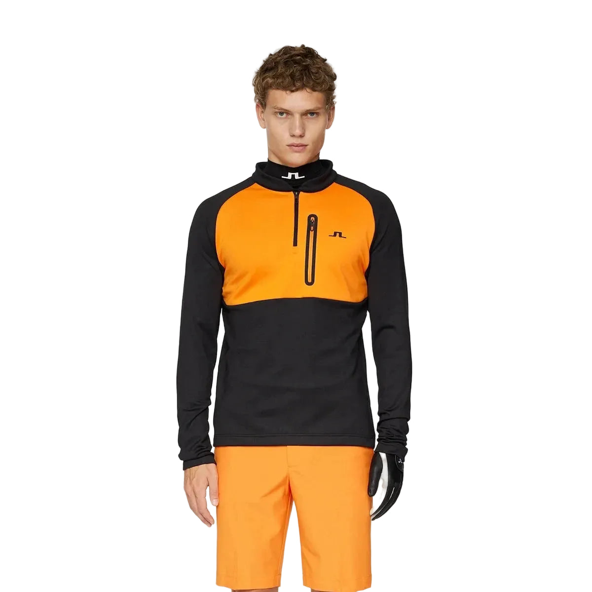 J.LINDEBERG Pull Quart de zip ADAM MIDLAYER Black Orange