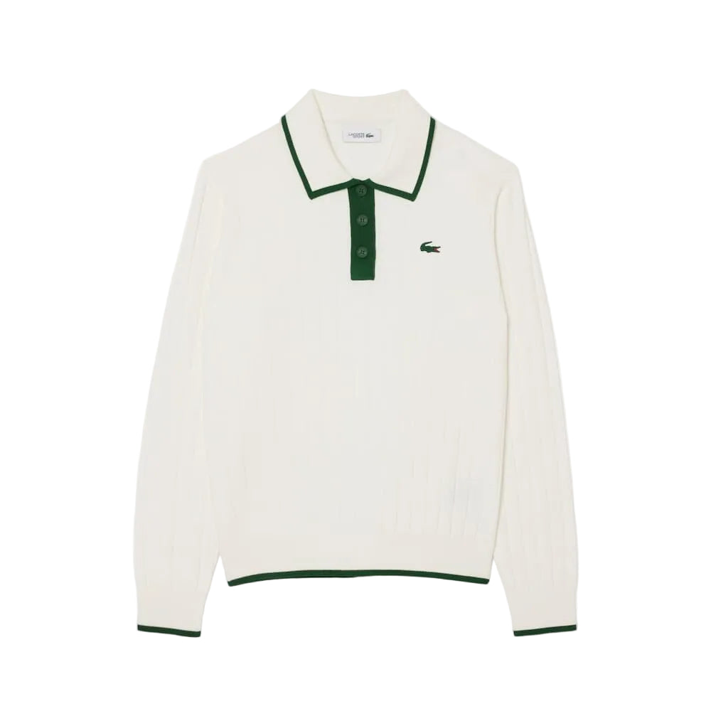 Lacoste Pull Golf Stretch Respirant Regular Fit Blanc Vert