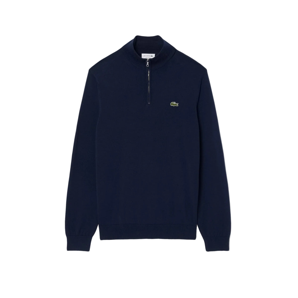 Lacoste Jersey con cremallera algodón liso cuello alto Azul Noche
