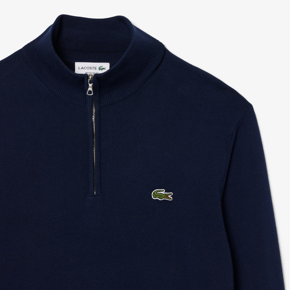 Lacoste Jersey con cremallera algodón liso cuello alto Azul Noche
