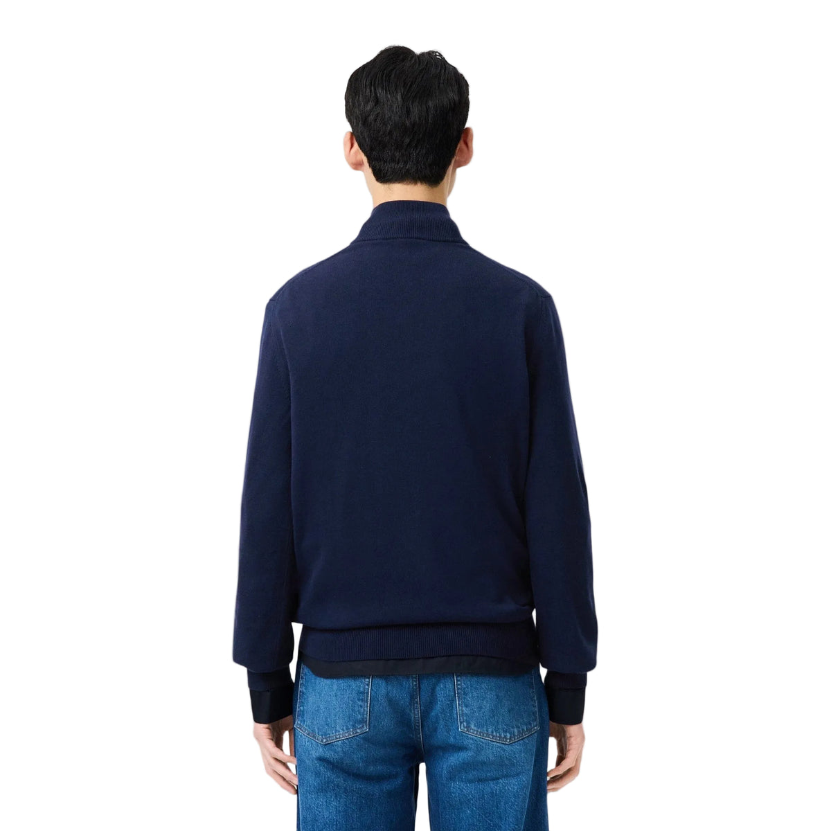 Lacoste Jersey con cremallera algodón liso cuello alto Azul Noche