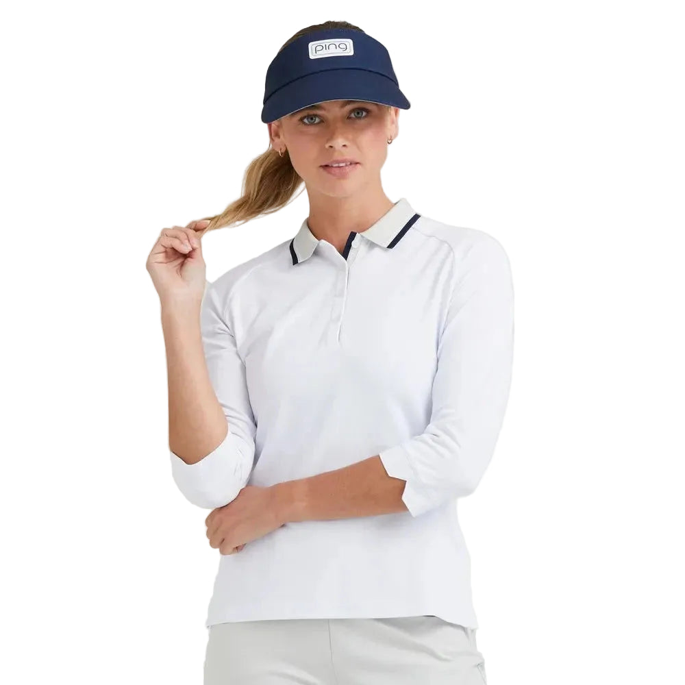 Ping Polo Femme à manches 3/4 ALICIA blanc Pebble