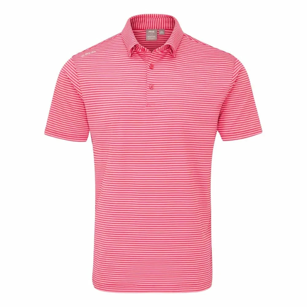Ping Polo LANGFORD golf con rayures Rojo Rosa