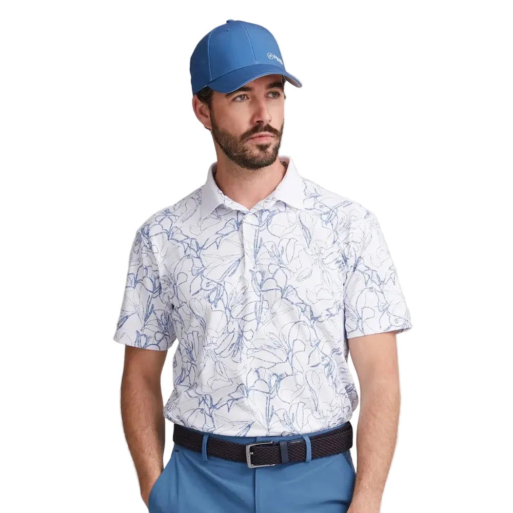 Ping Polo ORLANDO golf avec imprimé Fleurs Bleues
