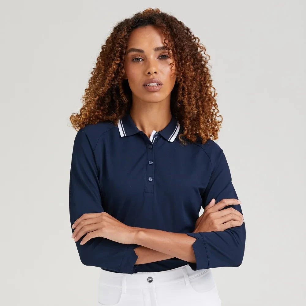 Ping Polo Femme à manches 3/4 ALICIA bleu marine