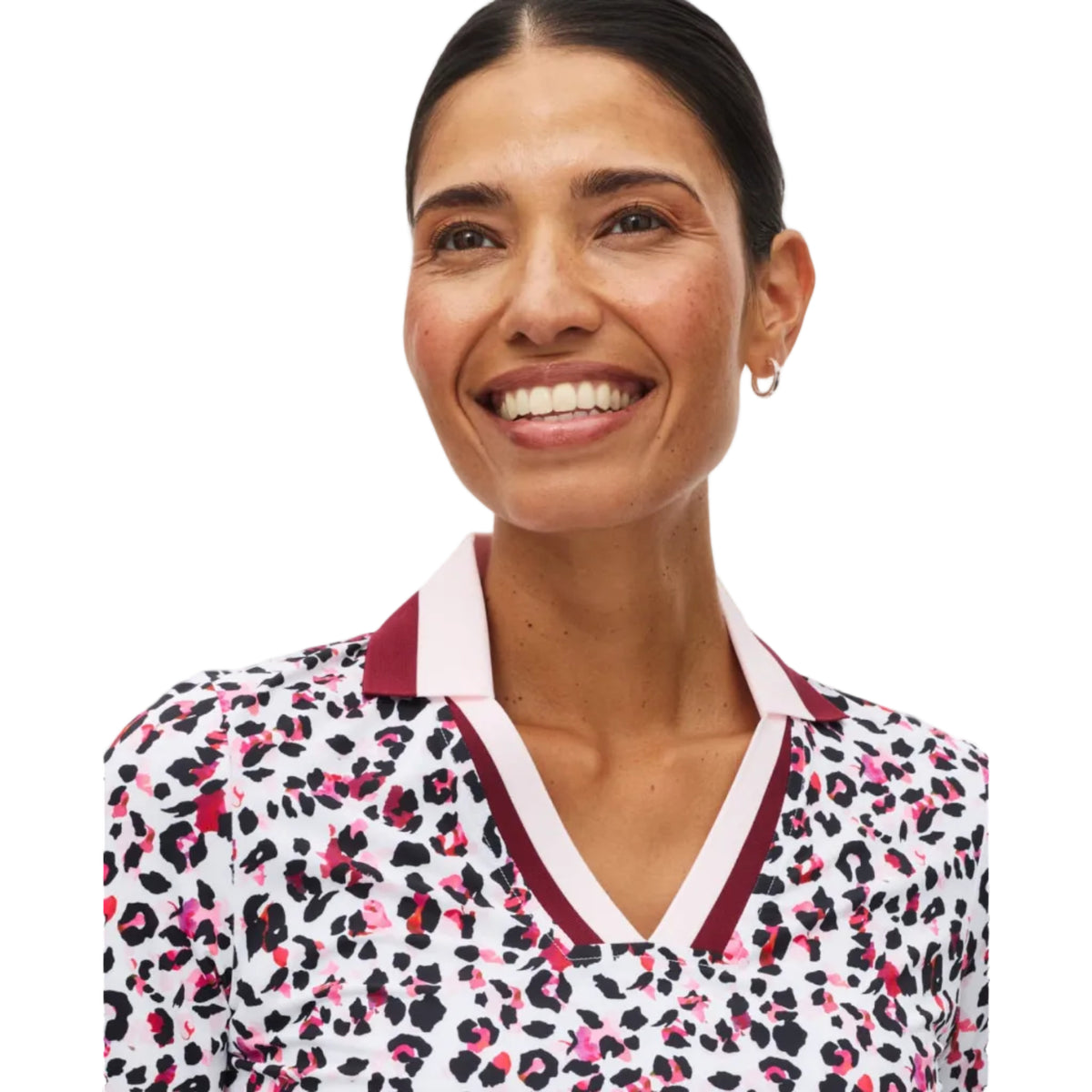 Röhnisch Poloshirt Essential Estampado leopardo rosa bordeaux - GolfCenter.fr
