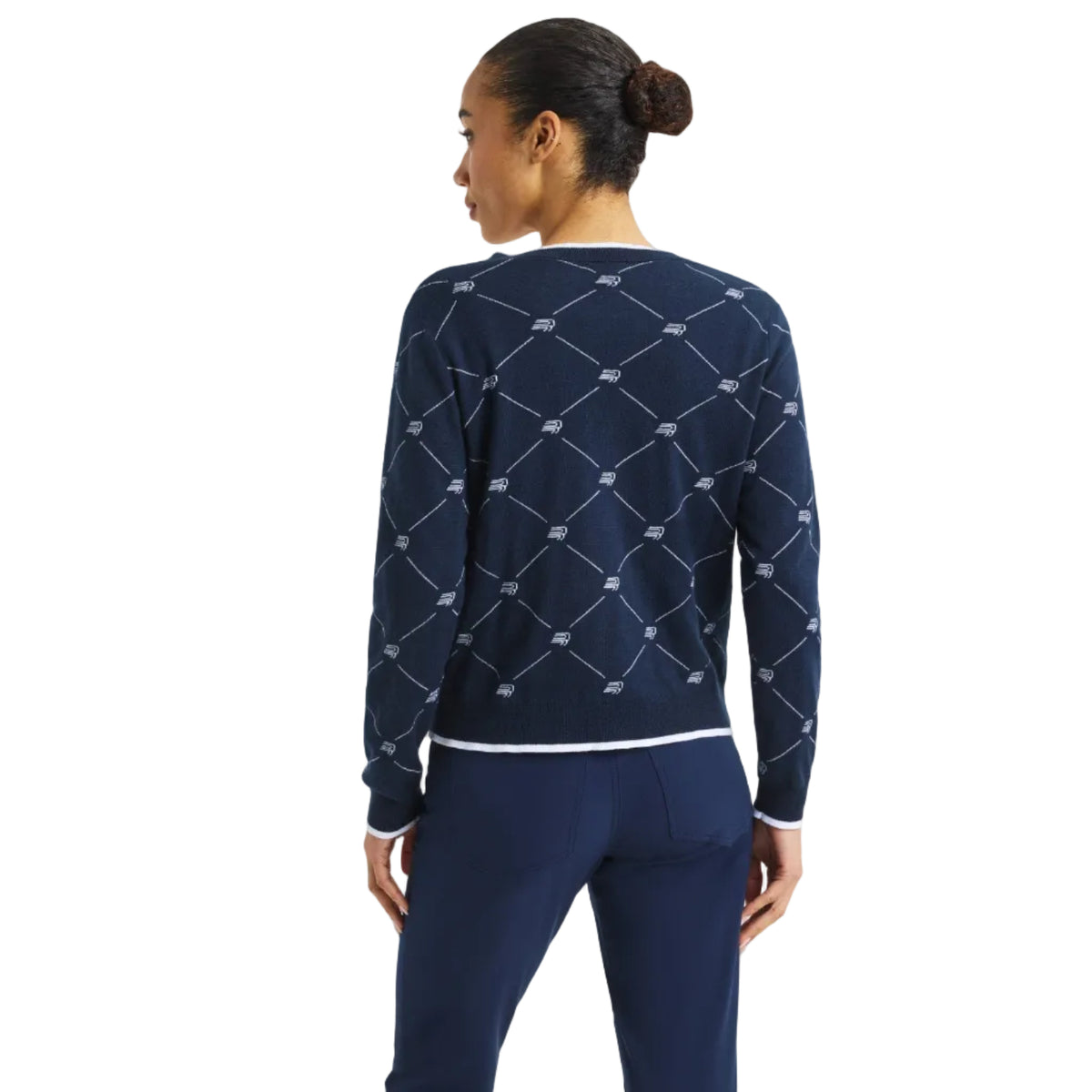 Rohnisch Cardigan R logo R check bleu marine