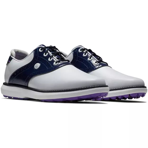 Footjoy Traditions spikeless LADY Blanca Navy morado
