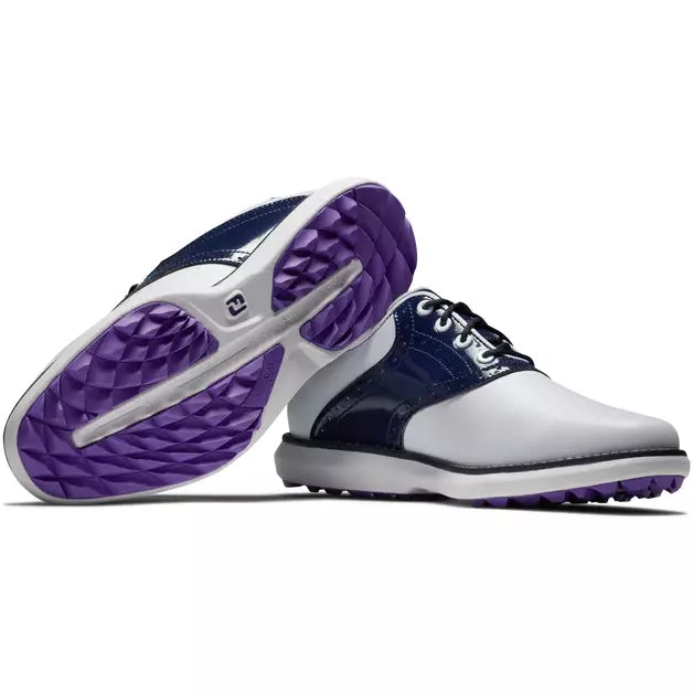 Footjoy Traditions spikeless LADY Blanca Navy morado