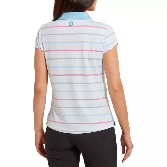 Footjoy Polo Lady Jacquard Ojo de pájaro Blanco Azul