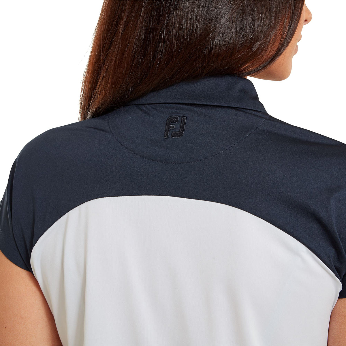 Footjoy polo Manga Color BLOCK 2023 Marino Blanco