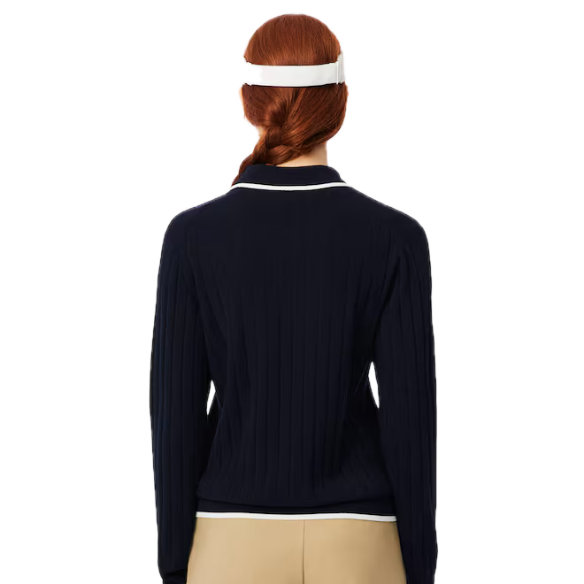 Lacoste Pull Golf col polo stretch Femme Bleu Marine