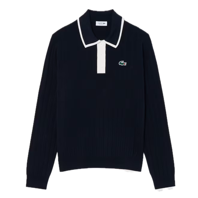 Lacoste Pull Golf col polo stretch Femme Bleu Marine