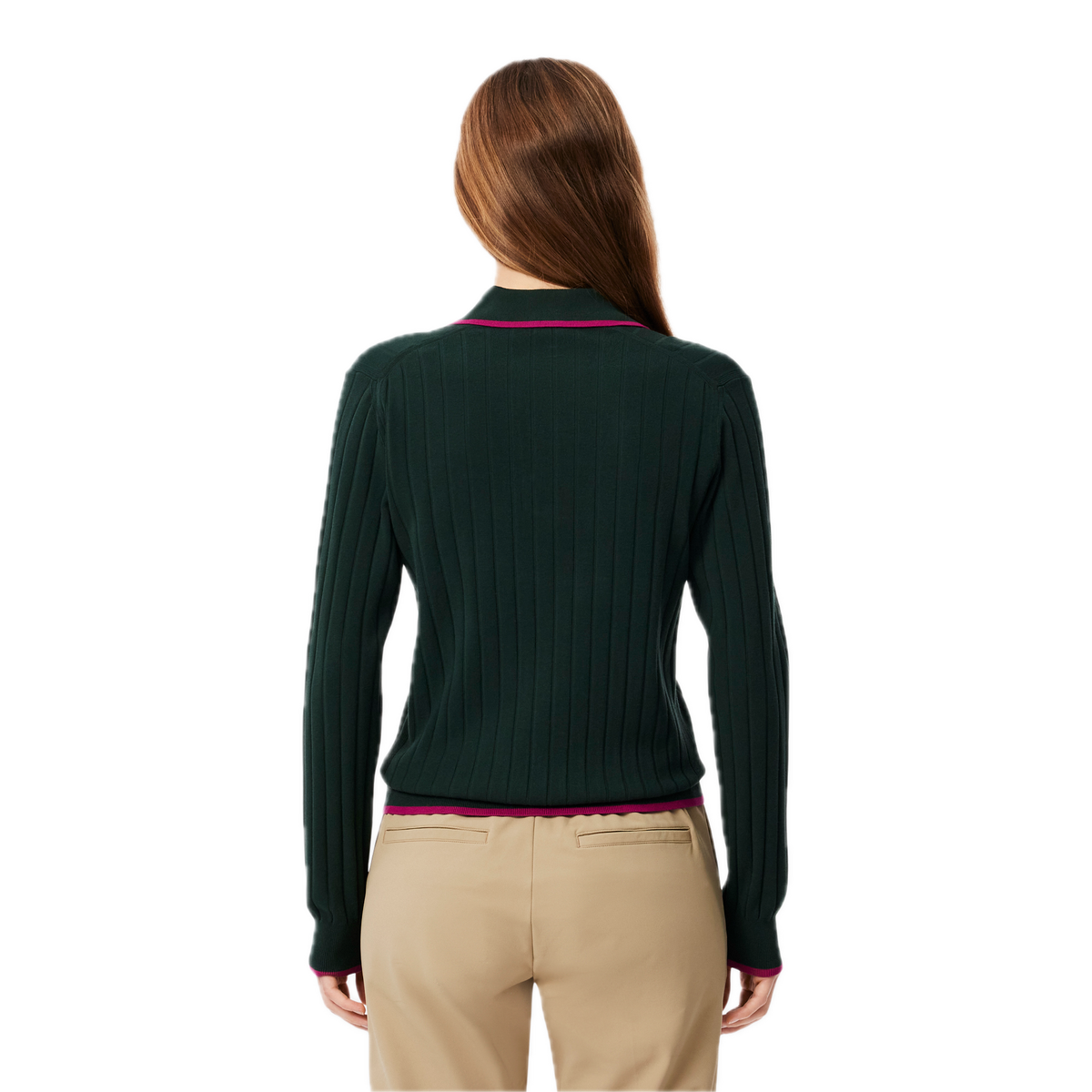 Lacoste Pull Golf col polo stretch Femme Vert