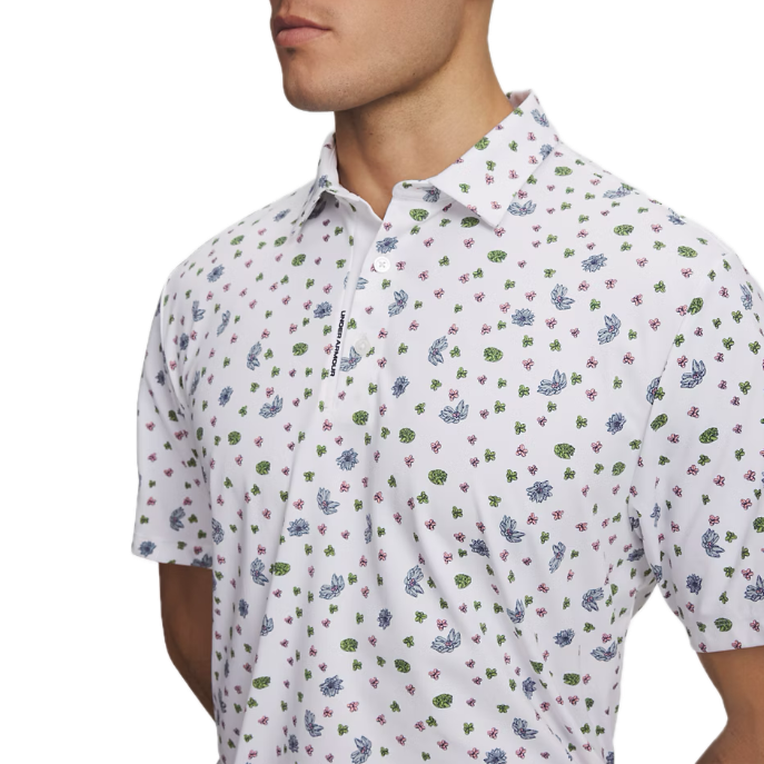 Under Armour Polo ArmourDry Printed Blanc et Bleu