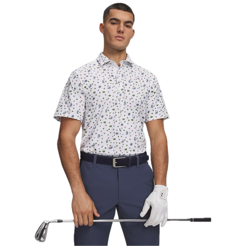Under Armour Polo ArmourDry Printed Blanc et Bleu
