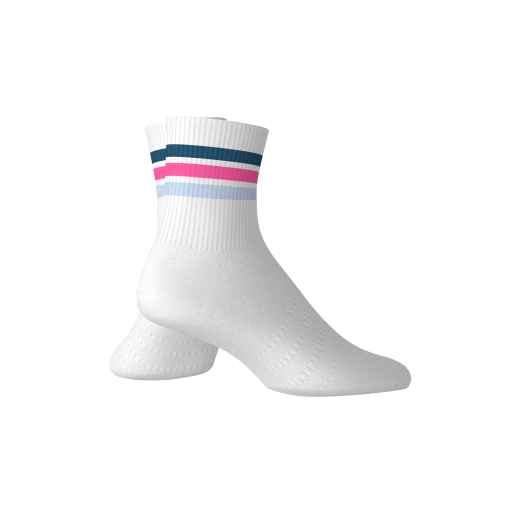 Adidas Calcetines Mi-Mollet 3 bandas Rosa/Azul/Blanco