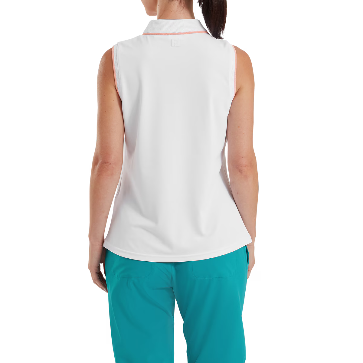 Footjoy Polo Mujer sin manga Blanco/Melocotón