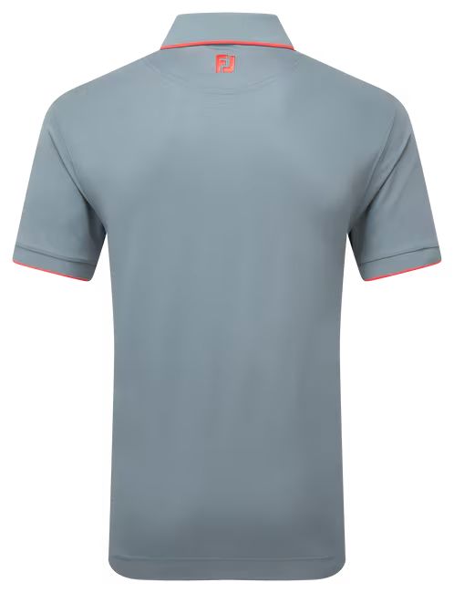 Footjoy polo Pique uni Gris avec rayure sur le col rouge