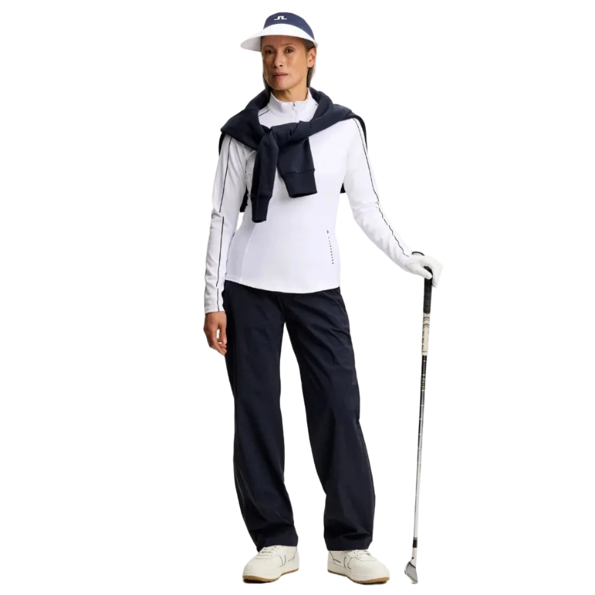J.Lindeberg Pull Femme Adiola Quarter Zip White