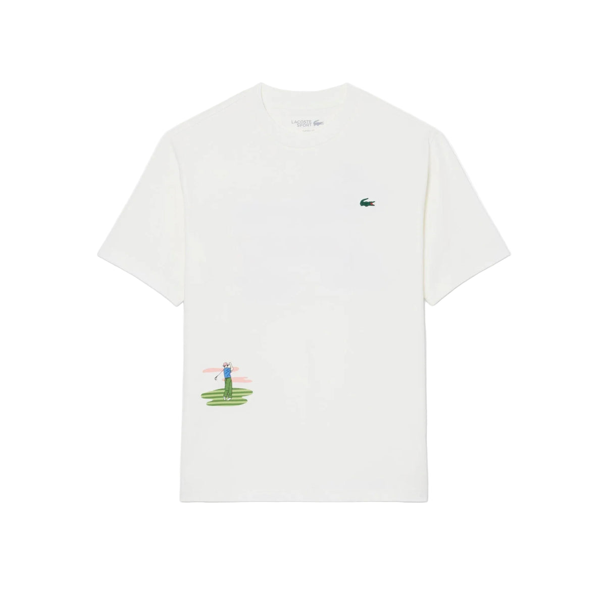 Lacoste T-shirt Golf Ultra Dry Blanc Imprimé