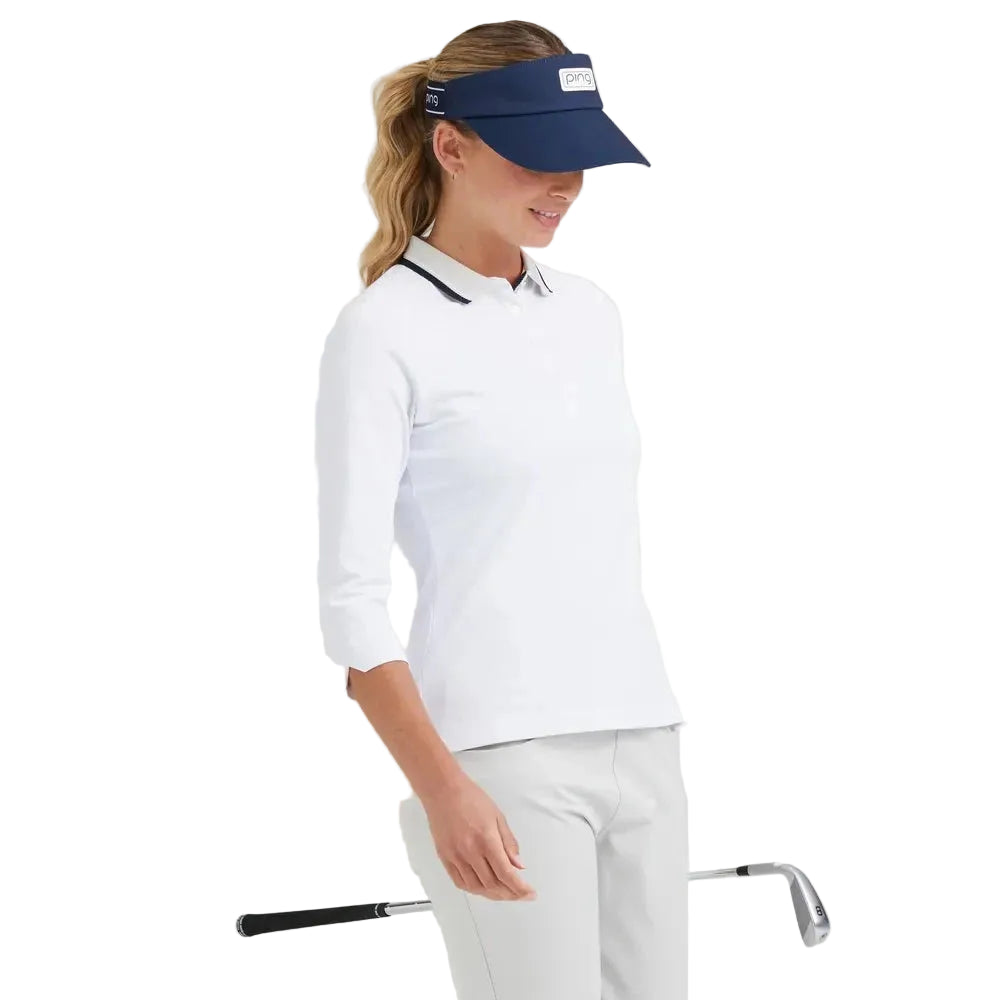 Ping Polo Femme à manches 3/4 ALICIA blanc Pebble