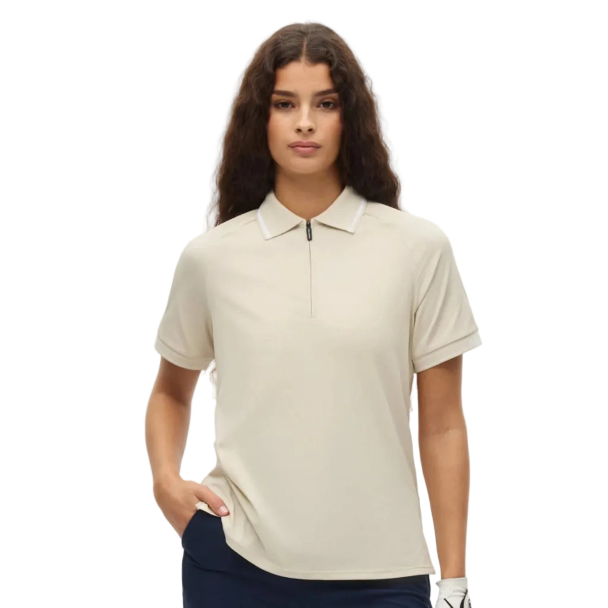 Röhnisch RIB Poloshirt zipé Beige/Blanc