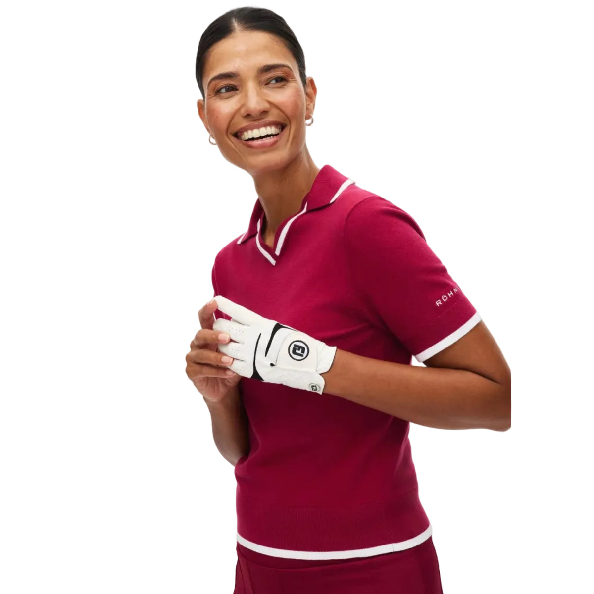 Röhnisch SWING KNITTED Poloshirt en punto Bordeaux/Blanco