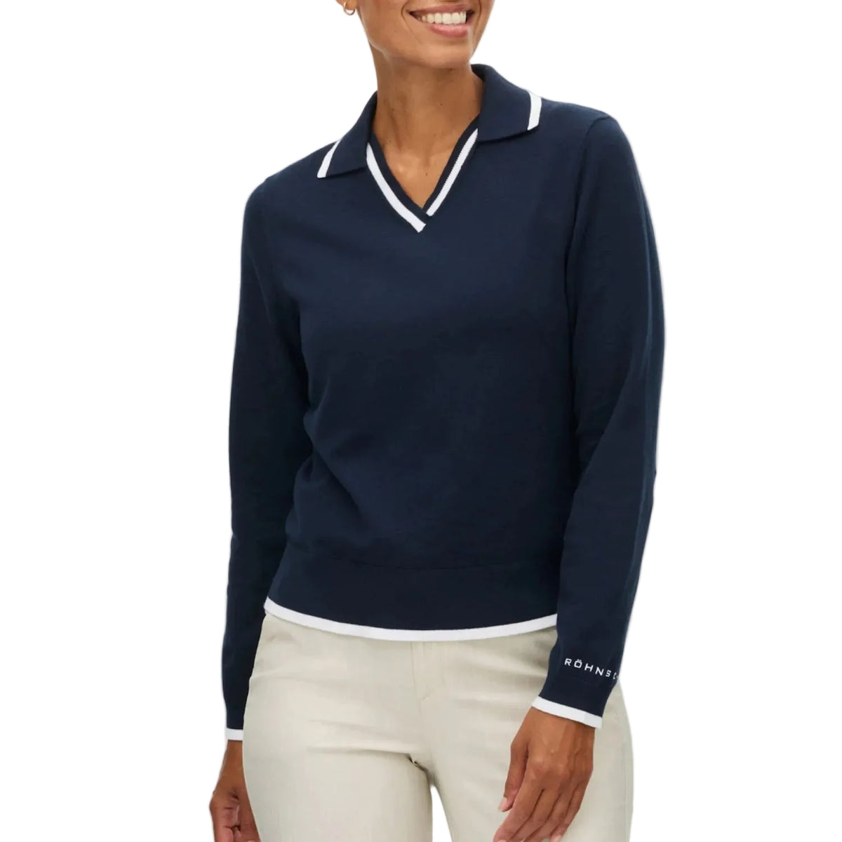 Röhnisch SWING KNITTED Poloshirt en maille Marine/Blanc