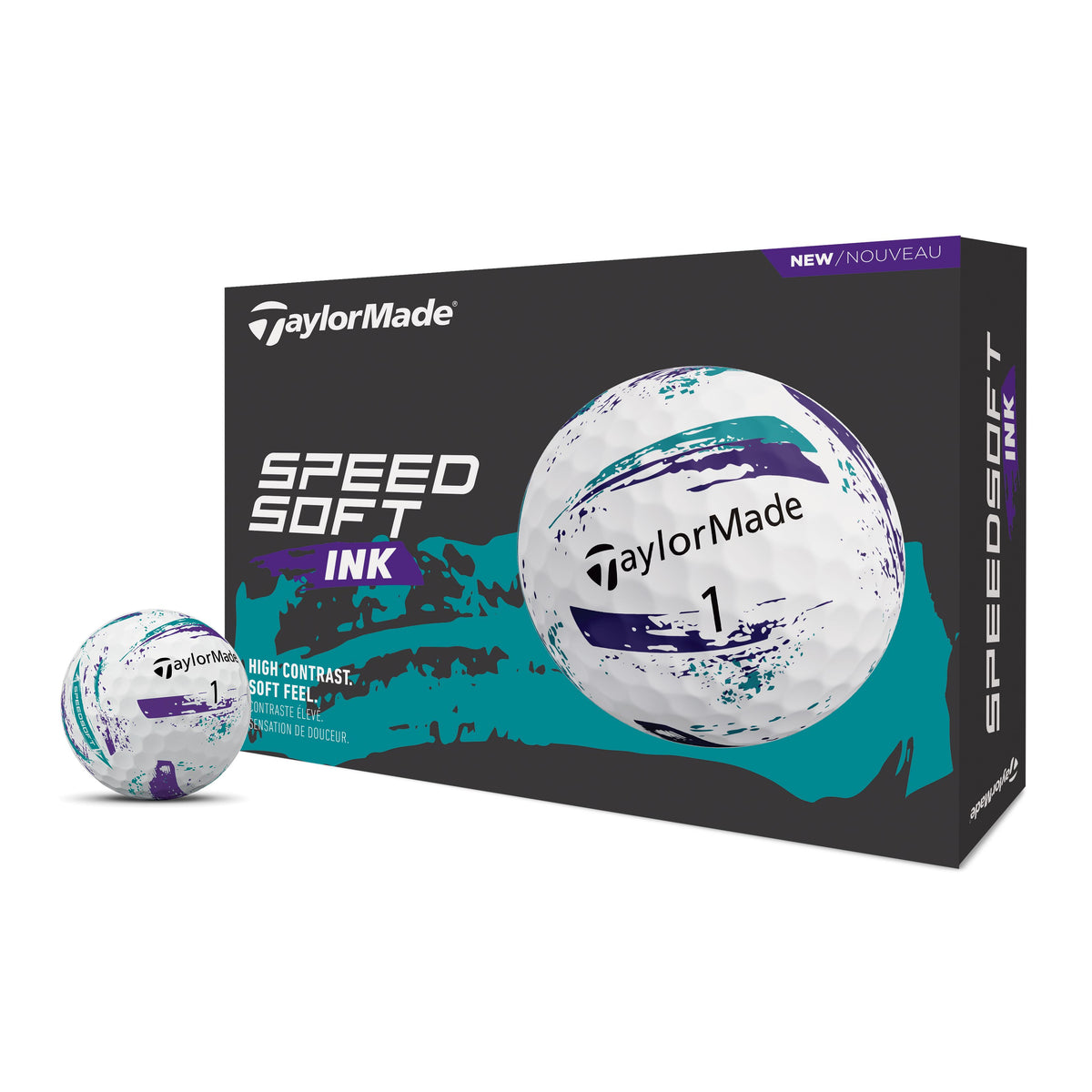 TaylorMade Bolas SpeedSoft Ink Morado/Turquoise 2026 (Caja de 12)