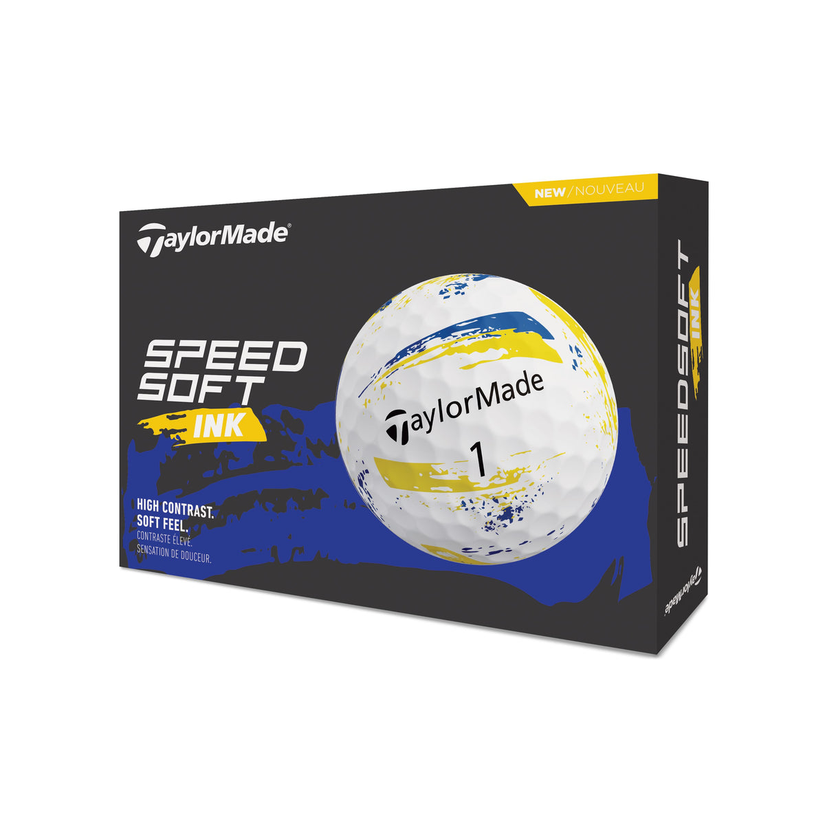 TaylorMade Bolas SpeedSoft Ink Azul/Amarillo 2026 (Caja de 12)