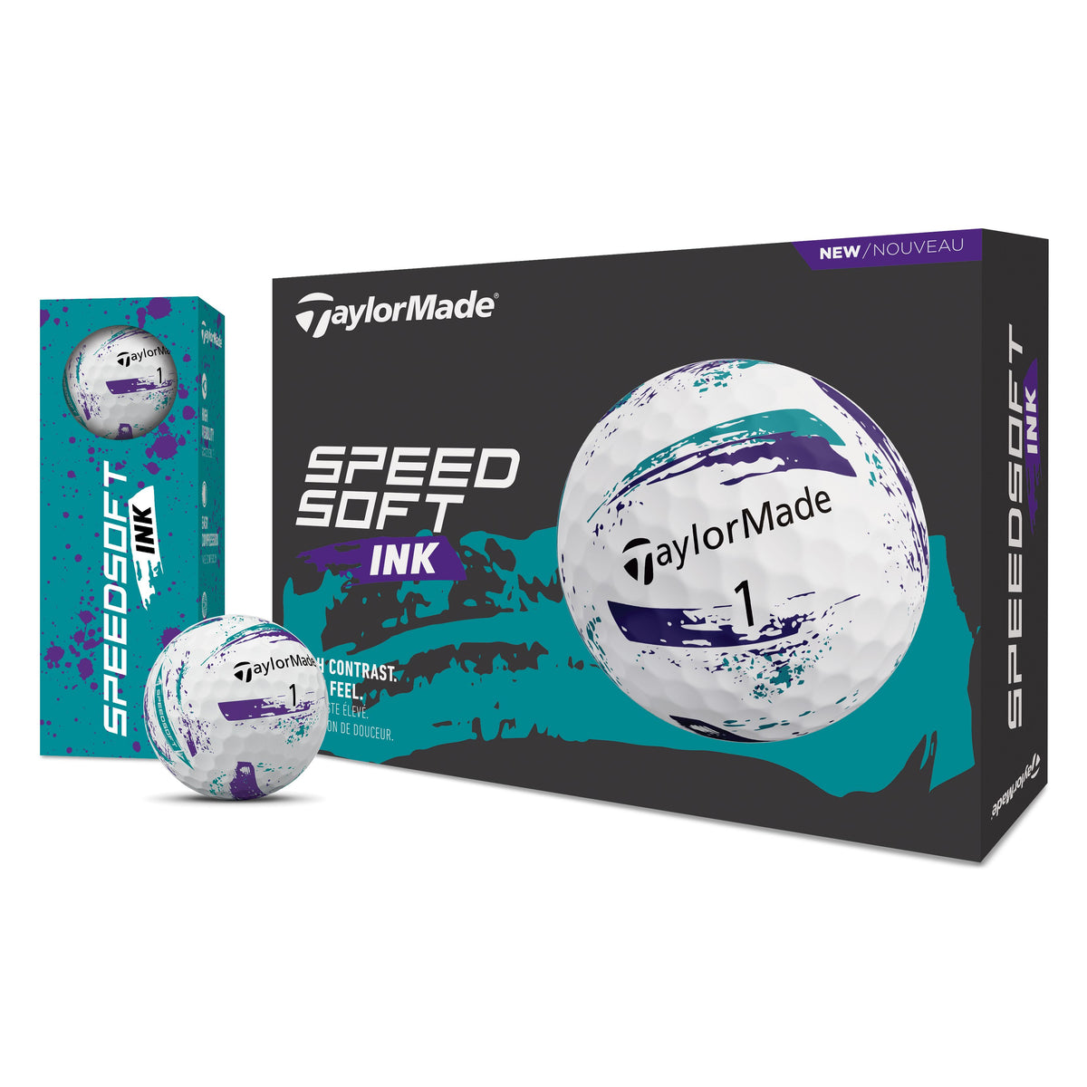 TaylorMade Balles SpeedSoft Ink Violet/Turquoise 2026 (Boite de 12)