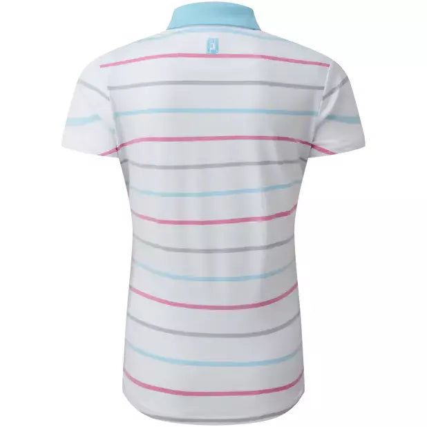 Footjoy Polo Lady Jacquard Ojo de pájaro Blanco Azul